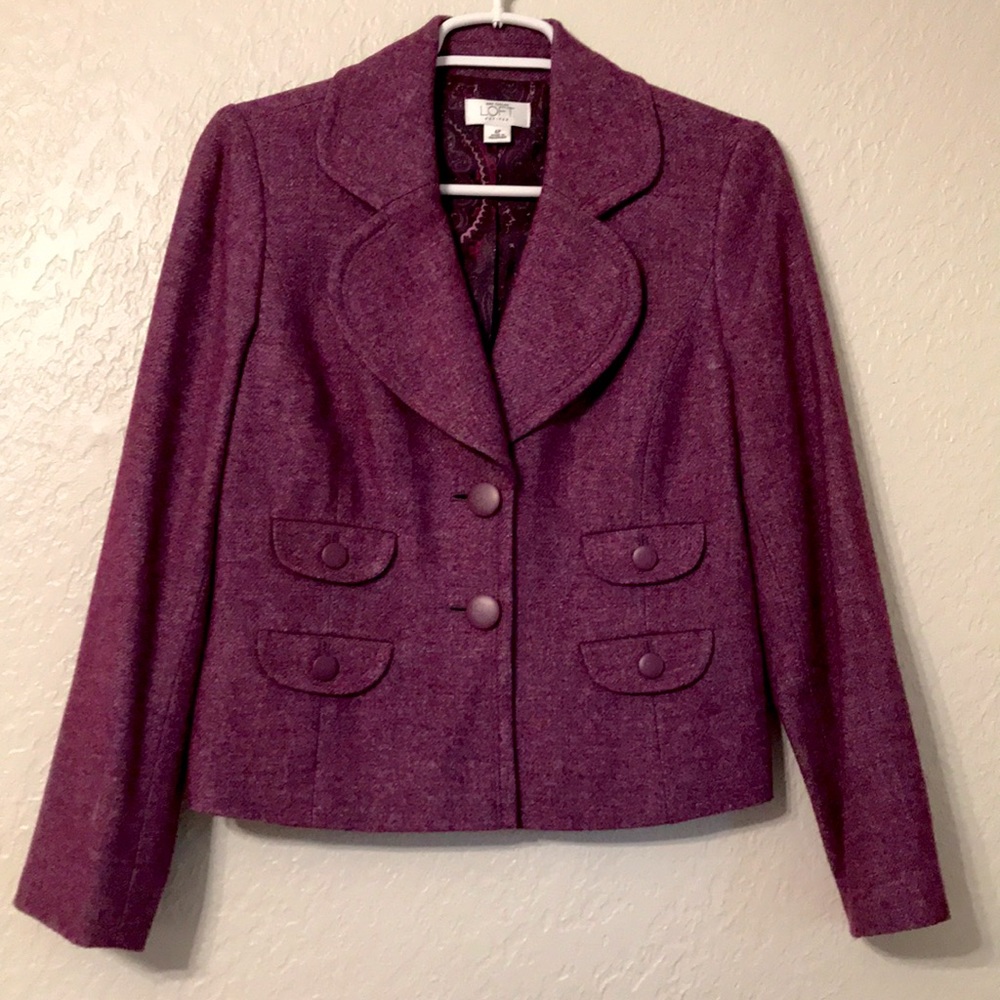Ann Taylor Loft Petite Heather Purple Blazer